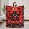 Gothic Wolf Occult Tarot Throw, Dark Celestial Art, Witchy Home Decor, Soft Flannel Blanket