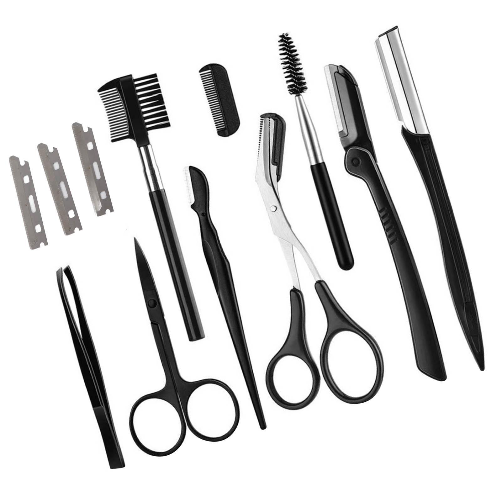 

Набор триммеров для бровей 12 шт. Нержавеющая сталь ABS Портативный Профессиональный Инструмент для подстригания бровей Черный