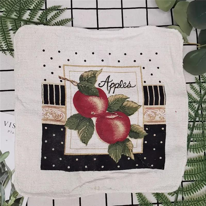 

1Pc Mini 20x20cm Square Thin Cotton Terry Towel Vintage Flower Printed Absorbent Kitchen Dishcloth