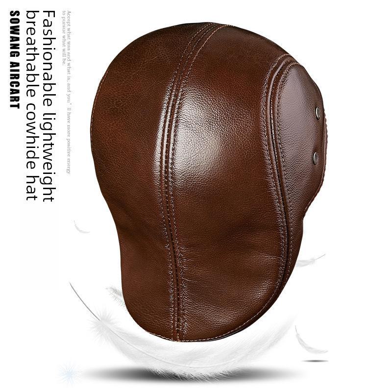 Herrehatt i ekte skinn – Stilig, varm, tykk kuskinnberet for middelaldrende og eldre (Høst vinter)