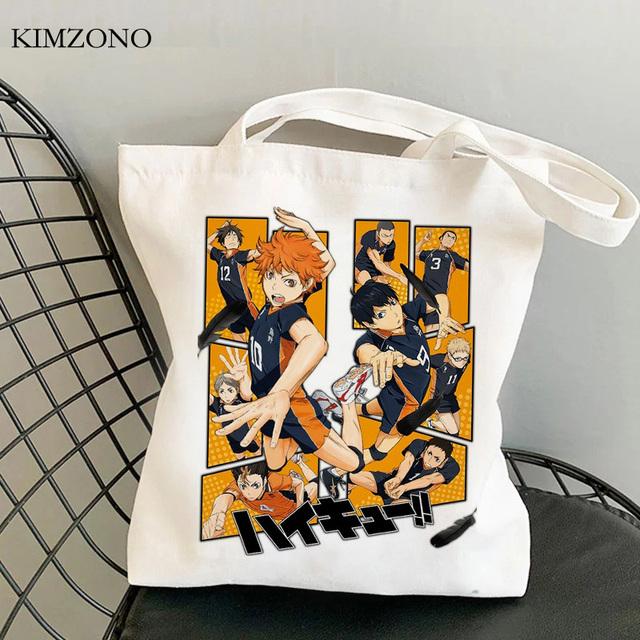 Haikyuu Einkaufstasche, wiederverwendbar, Baumwolle, Bolsa, Bolso, Einkaufstasche, Stoff, faltbar, wiederverwendbar, Stoff-Cabas 24*26cm white