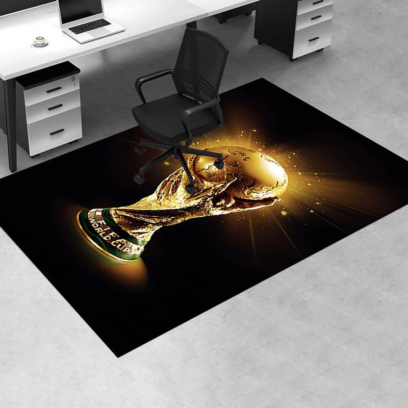 Tapete de Cadeira para Escritório com Troféu da Copa do Mundo FIFA, Tapete Grande para Decoração de Casa, Ideia de Presente para Fãs de Futebol, Adequado para Quarto, Sala de Estar