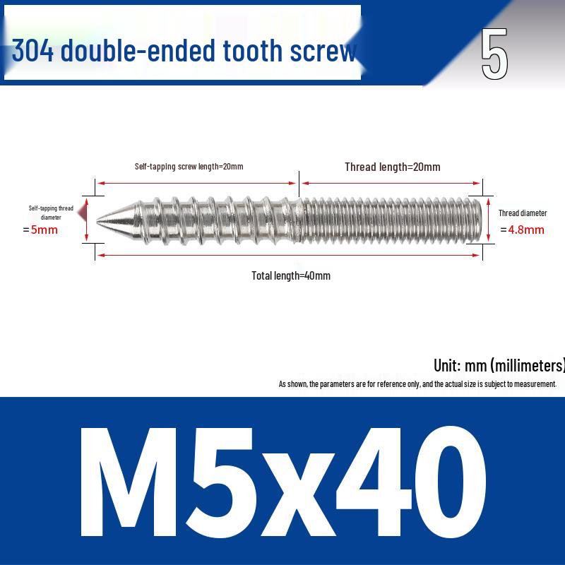 Śruba samogwintująca ze stali nierdzewnej 304 z podwójnym łbem i gniazdem sześciokątnym do mebli, ostro zakończona, M4 M5 M6 M8.