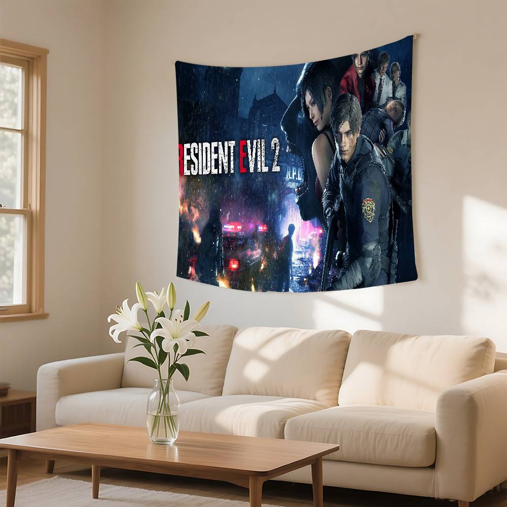 Game RResident Leon Kennedy Evil Tapestry Wall Hanging Tapestry Art Deco Blanket Curtain Hanging Home Bedroom Living Room Decor