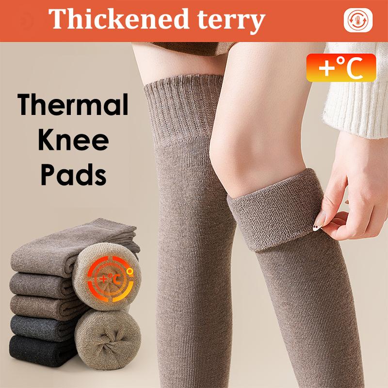 Calcetines largos y cálidos de invierno para mujer, de tubo grueso y alto, por encima de la rodilla, hasta la rodilla, de rizo, de color liso, gruesos, hasta la pantorrilla