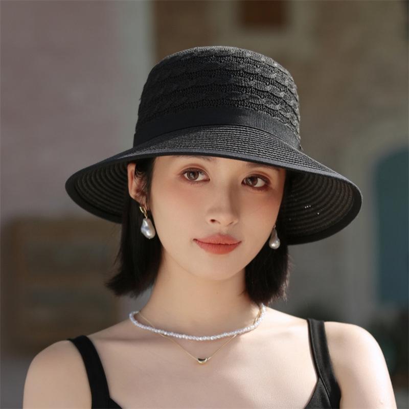 

Женская весенняя соломенная шляпа 2024 с бантом - Складная пляжная шляпа для защиты от солнца для велоспорта One Size