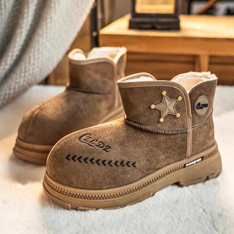 Men s Plus Size Snow Boots – Spring Velvet, Thick Sole, Non-Slip, Warm Cotton, Trendy Big Toe Design Size 40 хаки