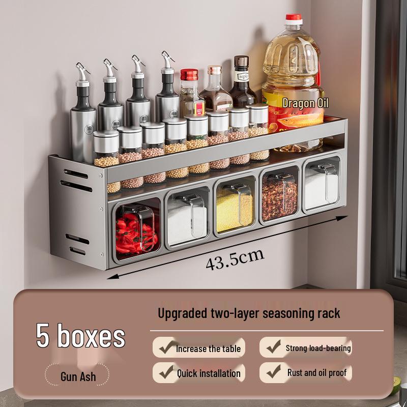 

Настінна алюмінієва полиця для спецій без свердління - Багатофункціональне кухонне сховище