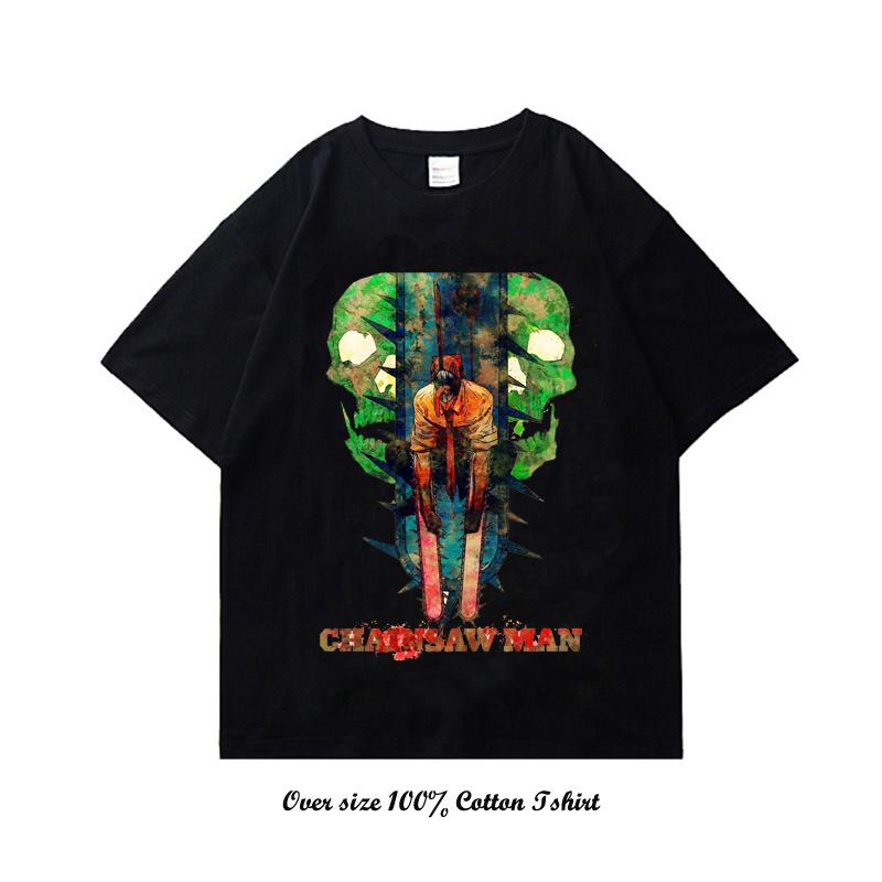 Unisex EU Japanese Anime Chainsaw Women T Shirt Cartoon Printing Cotton T-shirt Harajuku Graphic Tees Clothing Tops Tshirt Manga
