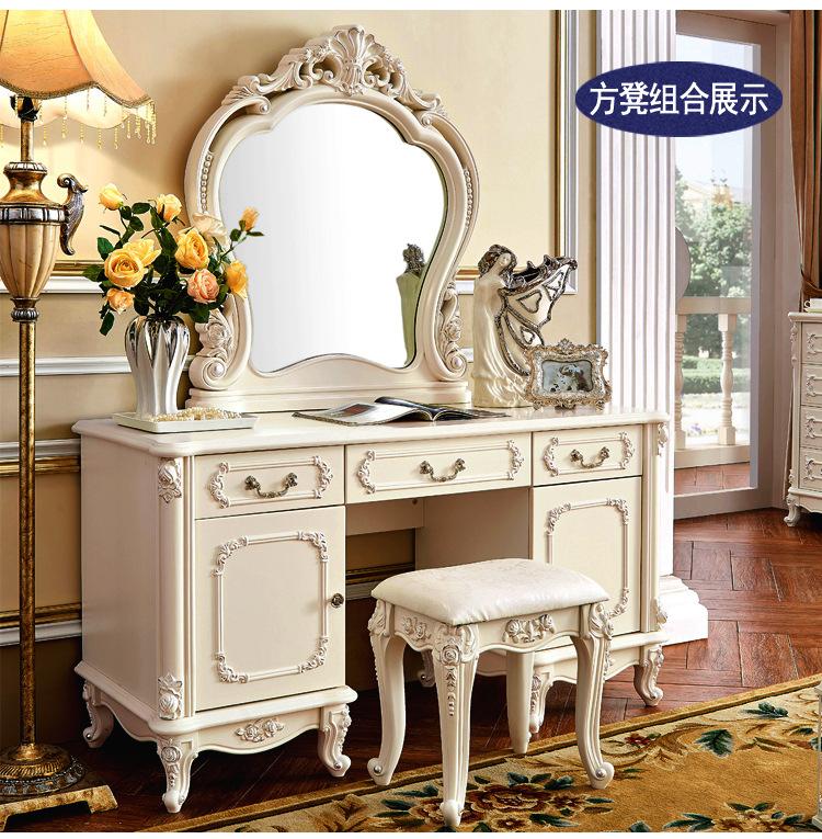 Light Luxury European Dressers for Bedroom Princess Furniture Ins White Dressing Table Makeup Vanity Table with Light Mirror Set