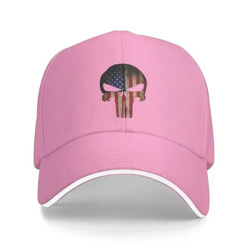 Custom Skull Baseball Cap Adult United States Flag Adjustable Dad Hat Unisex Women Sports