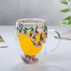 Double-layer Glass Mugs with Dry Flower and Handle for Coffee, Cocktails Elegant Glasses Cup for Entertaining Guest