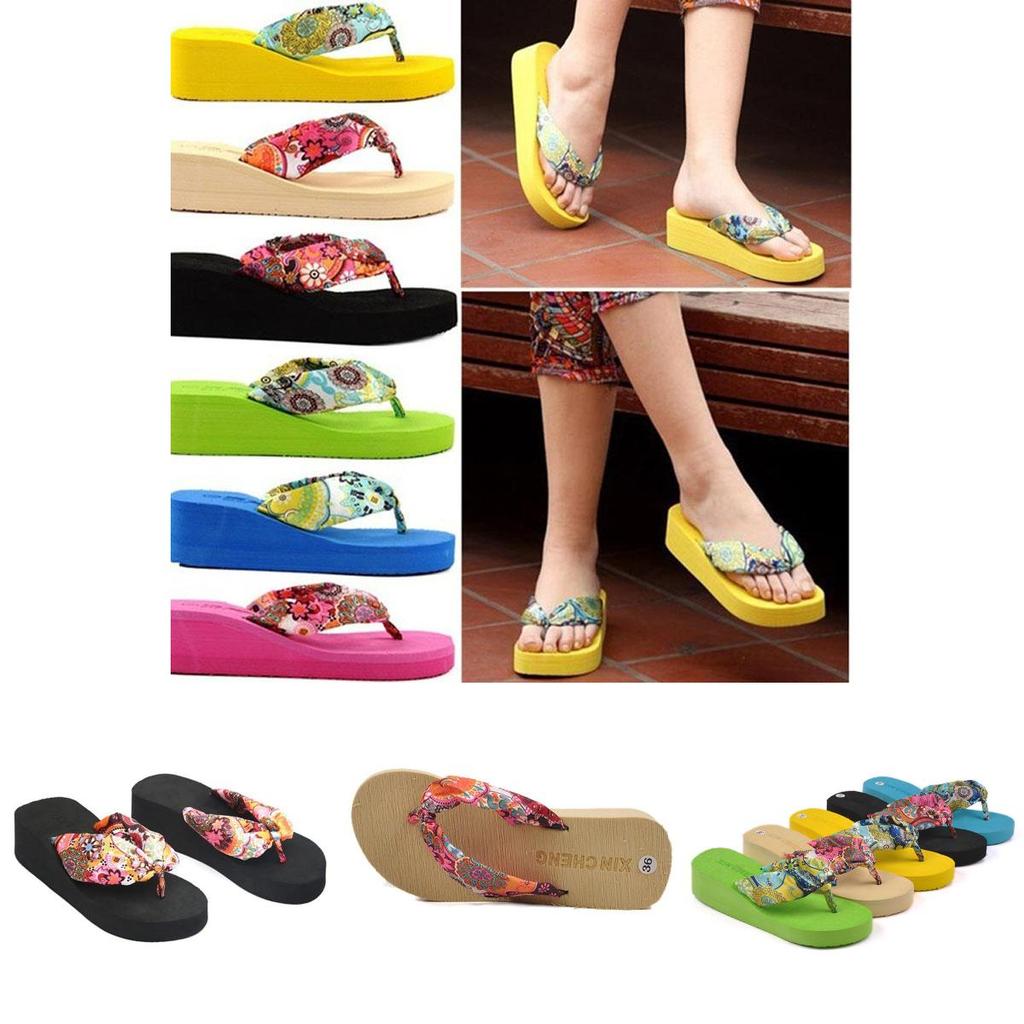 Elegant Women Summer Flip Flops Wedge Heeled Platforms With Comfortable Beach Shoes