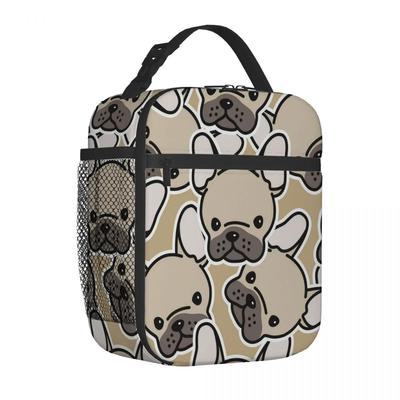 Dibujo animado de bulldog francés Bolsa de Almuerzo Portátil Papel de Aluminio Engrosado Aislado Bolsa de Almuerzo Regalo Impermeable Bolsas Tote para Almuerzo