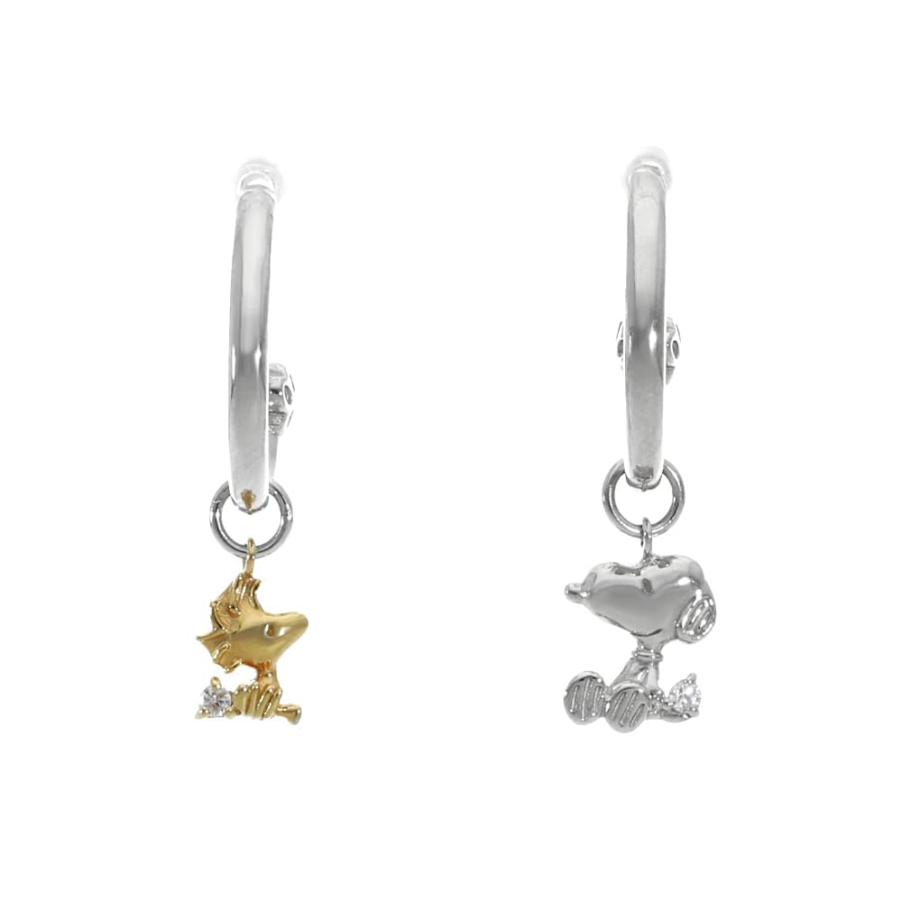 

Snoopy Woodstock Swaying Charm Hoop Earrings it into a jewelry case 2P Binaural Silver 925 K10 Post Official PEANUTS SNOOPY [Shinjuku Ginnokura] (Make