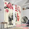 2pcs 2D flat printing Window Drapes Love Elephant Cherry Blossom 100% Polyester Without Electricity Seasonal Party & Holiday