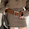 Korean Version of Women's Wide Belt, Anti-suede Imitation Suede Square Pin Buckle, Belt Seal with Coat Simple