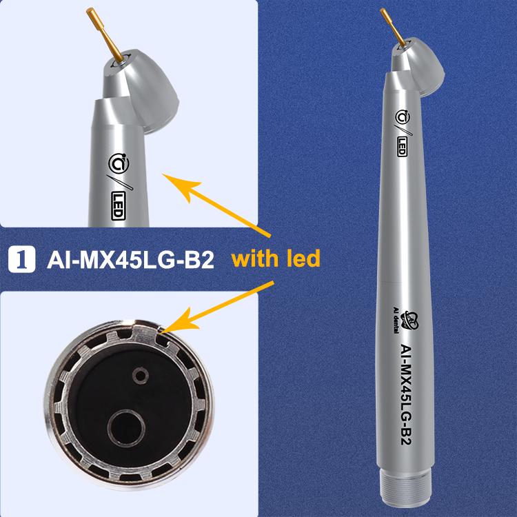 Dentální vysokorychlostní násadec AI-MX45LG-M4 45stupňová standardní hlava s jednou vodní LED vzduchovou turbínou