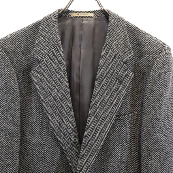Aquascutum Made In Japan Herringbone Pattern Tailored Jacket 96A6 Gray Men's Used