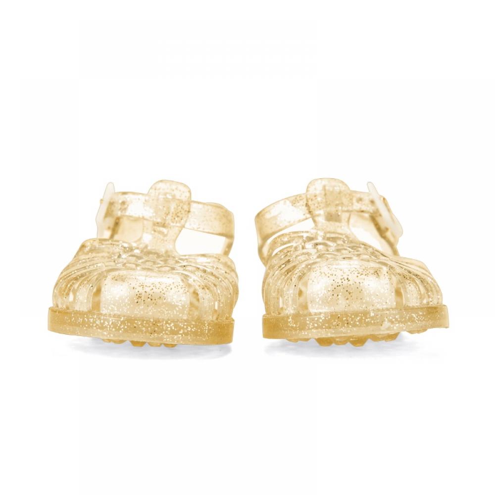 Meduse Sun 201 Doré Pailleté Doré Paillettes Or Enfants Enfants Sandales Chaussures Gelée