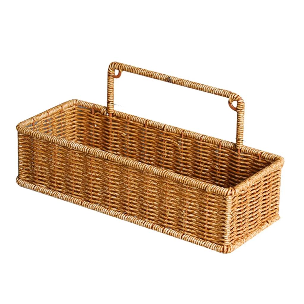 Weaving Wall Hanging Basket Decorative Basket Container No Perforating Fruit Sundries Organizer for Living Room