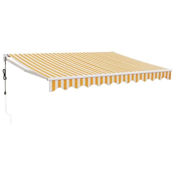 Automatic Retractable Awning Yellow and White - VidaXL - 3.5x2.5 M - UV Protection - Remote Control