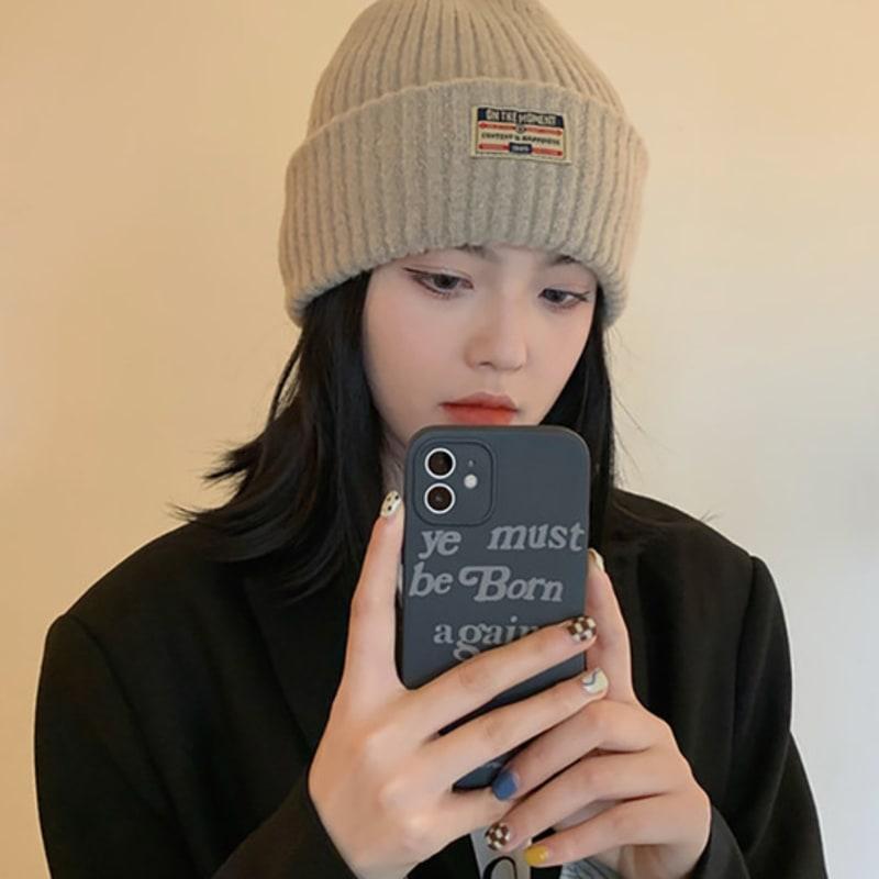 LOOKING4U On the Moment Vintage Label Beanie IVORY