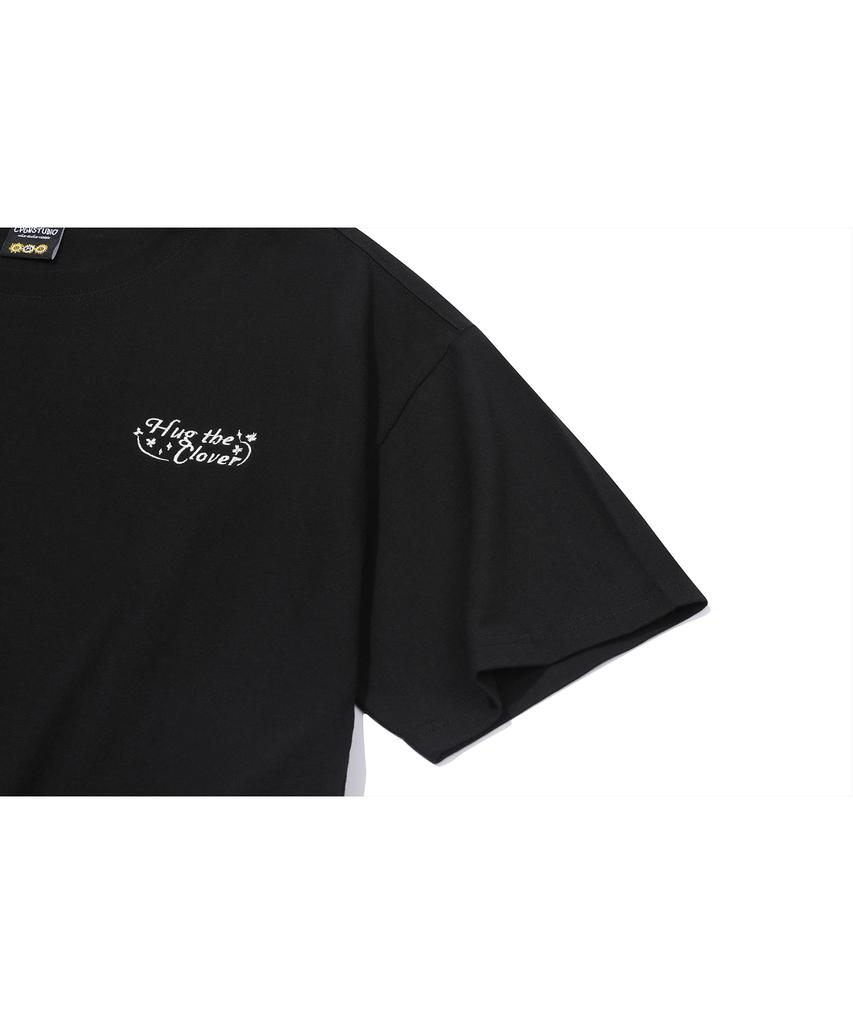 CPGN STUDIO Clover Bunny Embroidered Short Sleeve T-Shirt Black