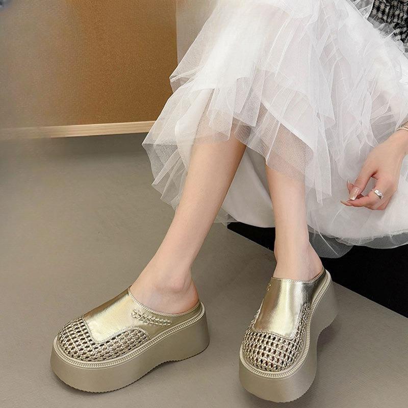 

Обувь, увеличивающая рост, Толстоподошвенные шлепанцы, Новые шлепанцы на высоком каблуке 40 шампанского