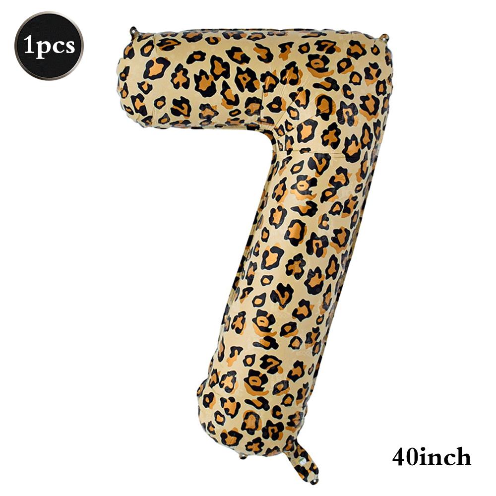 Leopard Print Number Foil Balloons 0-9 Jungle Safari Animal Theme Kids Birthday Party Decorations Baby Shower Helium Toys Globos