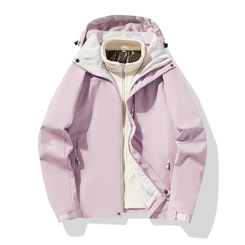 Outdoor Jacket Autumn and Winter New Graphene Detachable Three-in-one Two-piece Set Plus Velvet Thickened Silver Fox Velvet Jacket