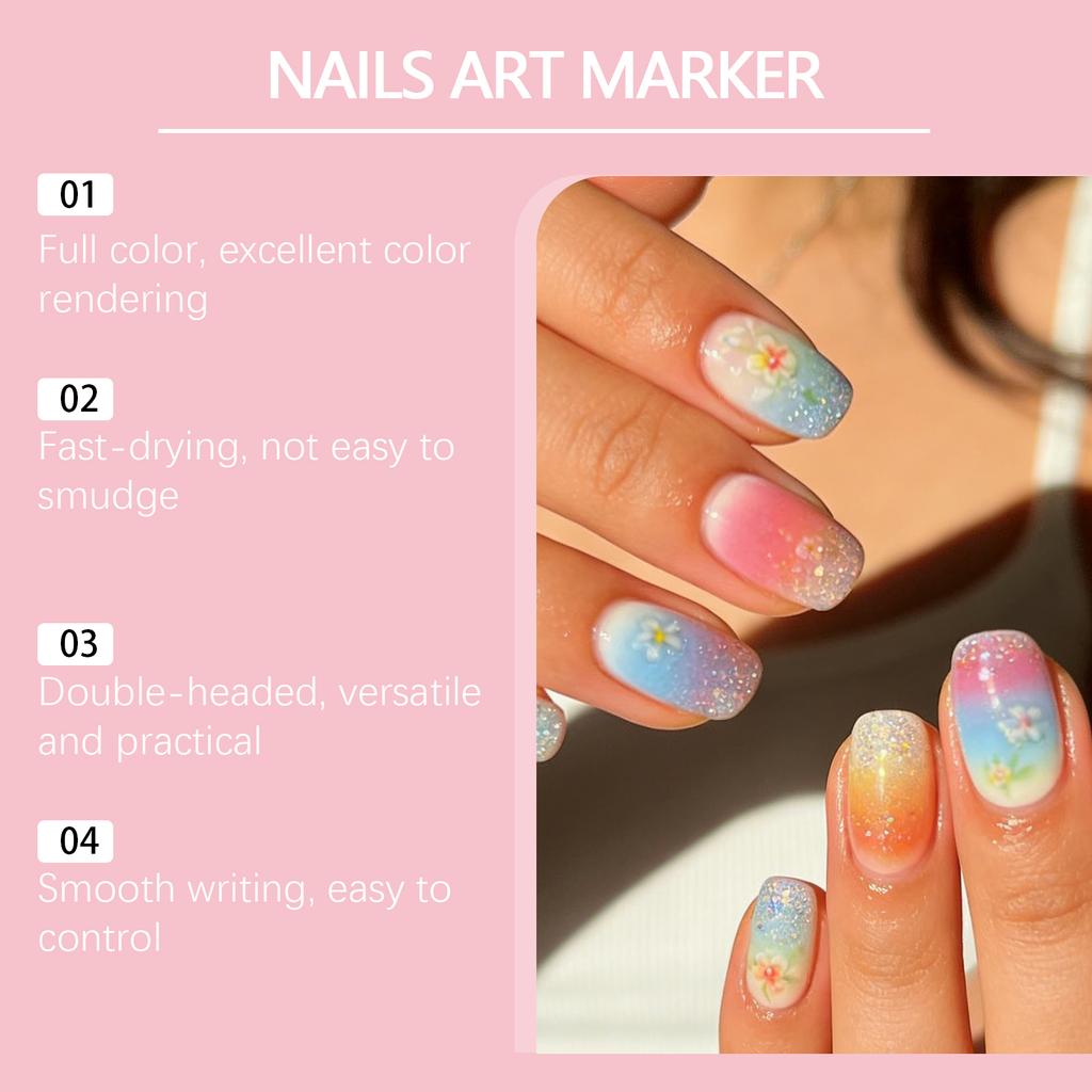 DIY Nail Pen, Painting And Doodling, Nail High,gloss Outlining Pen, Acrylic Pen Set, Colored Paint And Nail Pen,30ML