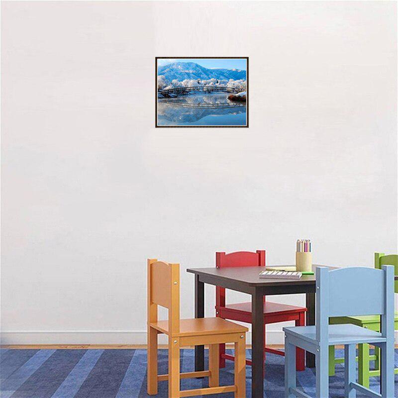 DIY 5D Diamond Painting Winter Lake Landscape Bridge Full Round Diamond Embroidery