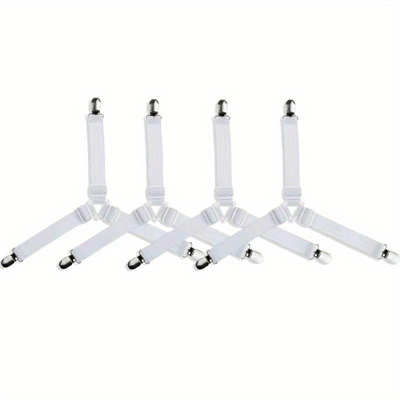 4pcs Adjustable Fitted Sheet Clips Black Polyamide Universal RV Bedding Straps for Cars & Campers, Adjustable Sheet Holder Straps