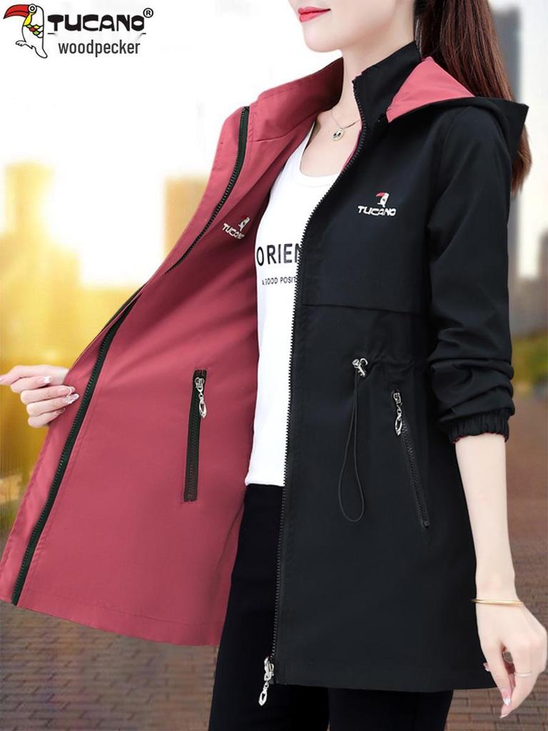Women's Double-Sided Trench Coat - Spring/Autumn 2025 Fashion, Mid-Length for Middle-Aged Moms