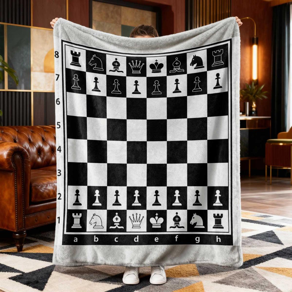 

Chess Board Print Flannel Blanket Polyester AllSeason Home Office Camping Travel Gift 75x100cm (30x40inch)