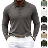 Men's Long Sleeve Polo Shirt Lightweight Breathable Non-Iron Casual Business Collared Shirt with Button Placket Suitable for Spring Autumn