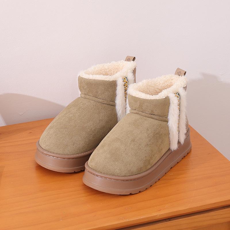 

Зимние ботинки для женщин с подкладкой из искусственного меха, короткие тапочки, удобные пушистые домашние туфли для улицы и дома, женские нескользящие теплые ботинки на платформе 36-37