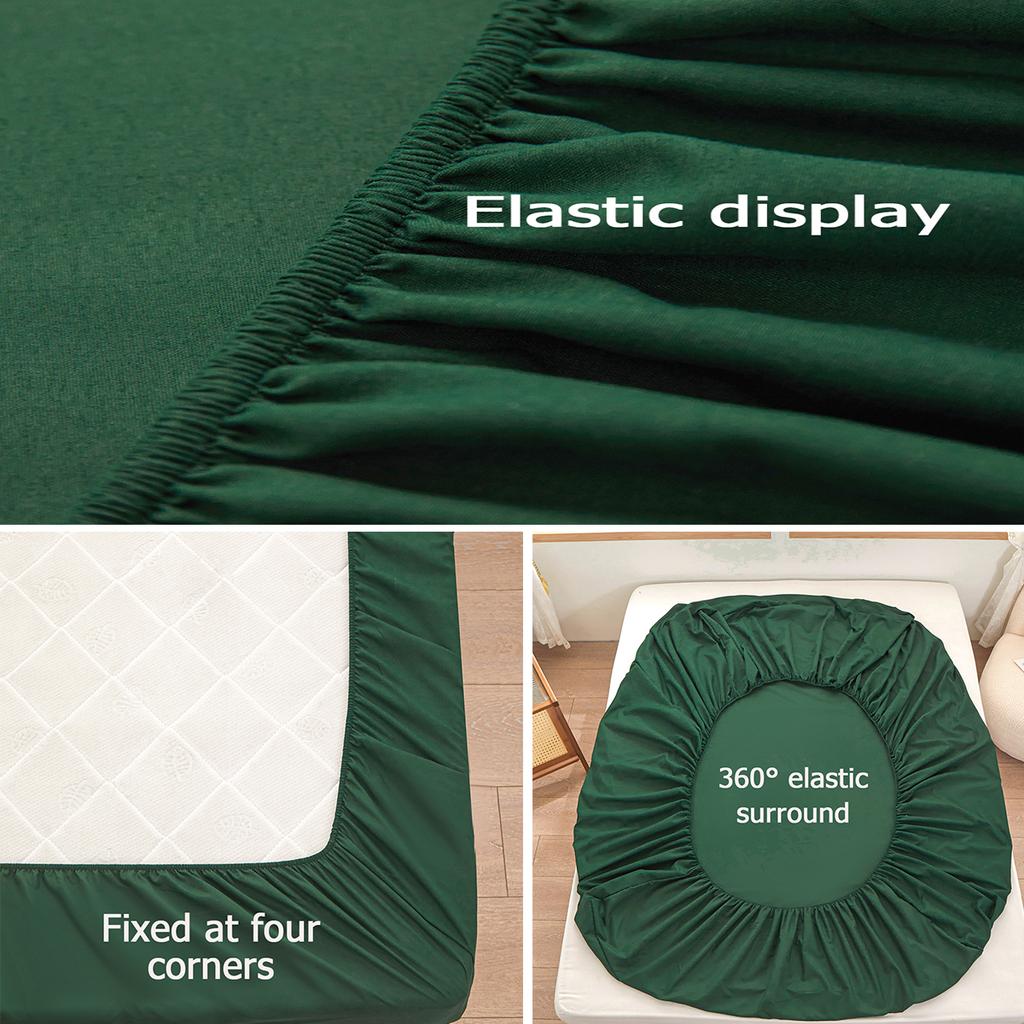 1 Piece of Solid Color Bed Sheet for Bedroom 100%Polyeste Elastic Band Around Bedding Fitted Sheet Only (excluding Pillowcases)