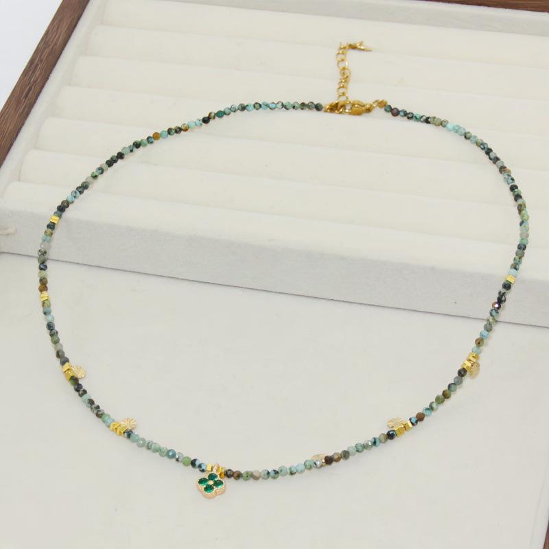 Retro African Stone Beaded Necklace with Star Pendant for Women