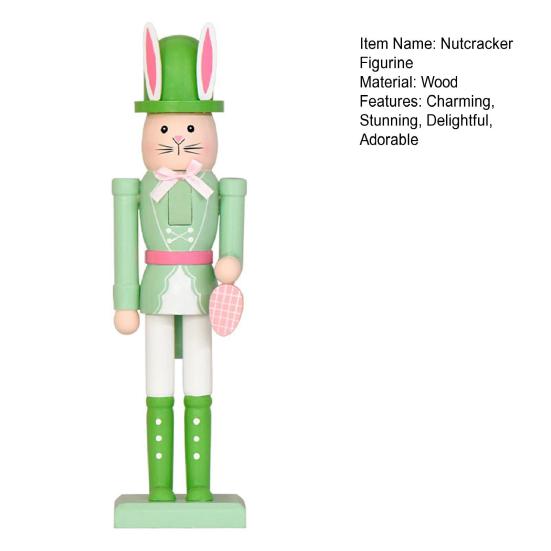 Osterhase Nussknacker Figur 30 cm Holz Hase Nussknacker Dekoration für Frühling Zuhause Tisch Regal Dekor