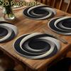 4PCS Durable 2D Flat Geometric Placemats Heat Insulation Anti-slip Coffee Cup Mats Anti-scald Washable Coaster Restaurant