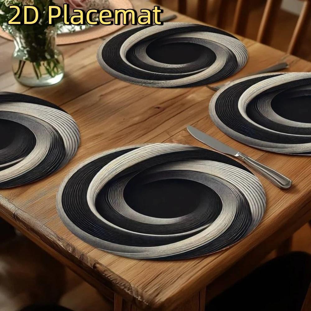 4PCS Durable 2D Flat Geometric Placemats Heat Insulation Anti-slip Coffee Cup Mats Anti-scald Washable Coaster Restaurant