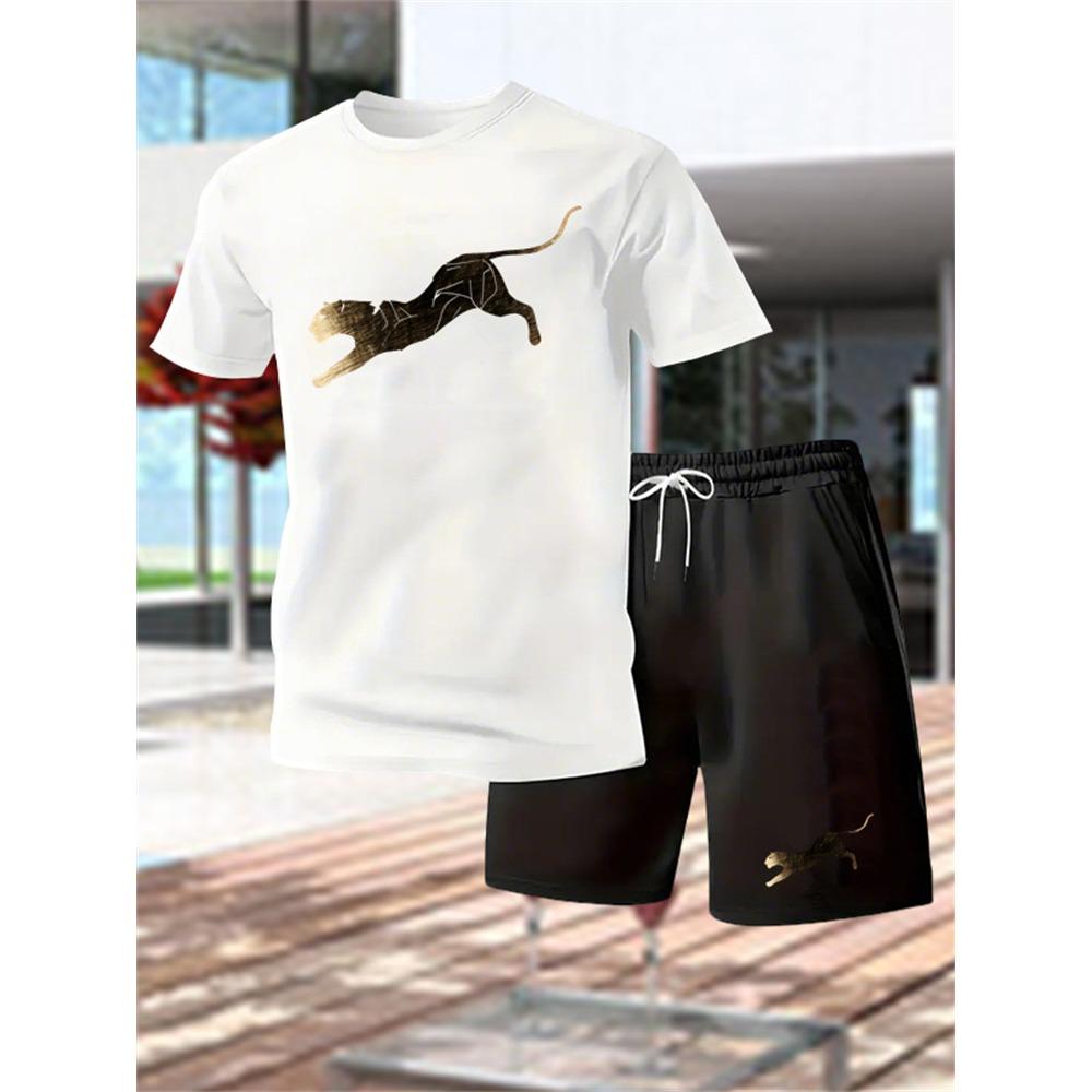 Summer Outdoor Sports Set Men's Breathable T-shirt and Shorts Casual Fashion Two Piece Set