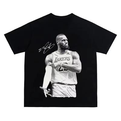 2026 Summer New LeBron James Basketball Tee Black Original American Streetwear for Men and Women Oversize Cotton Clothing