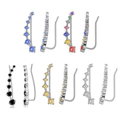 NEW Seven Star Crystals Leaf Shape Ear Climber Stud Earrings For Women Ear Cuff Hook Ear Climbers For Women Girls Jewelry Gifts