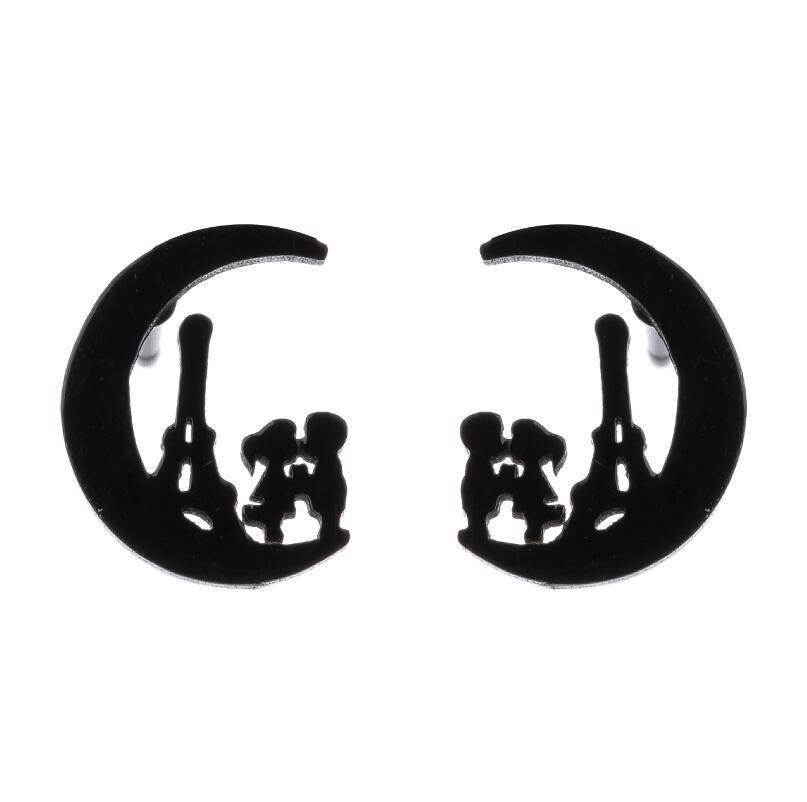 Korean Retro Gingerbread Mermaid & Human Face Asymmetrical Earrings