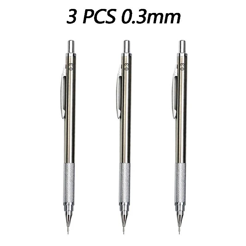 1/2/3 PCS Metal Drawing Pencils 0.3 0.5 0.7 mm HB Art Sketch Writing Mechanical Pencil Leads School Office Supplies Stationery