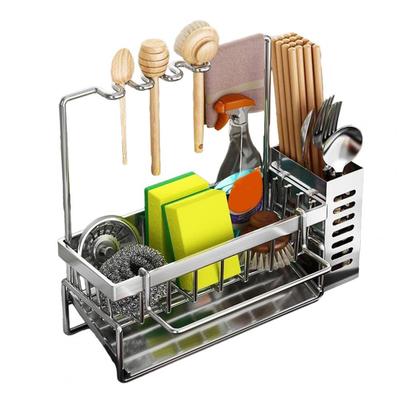 Stainless Steel Kitchen Storage Rack Kitchen Storage Rack with Chopstick Holder Capacity Strong Load-bearing Drain for Utensils