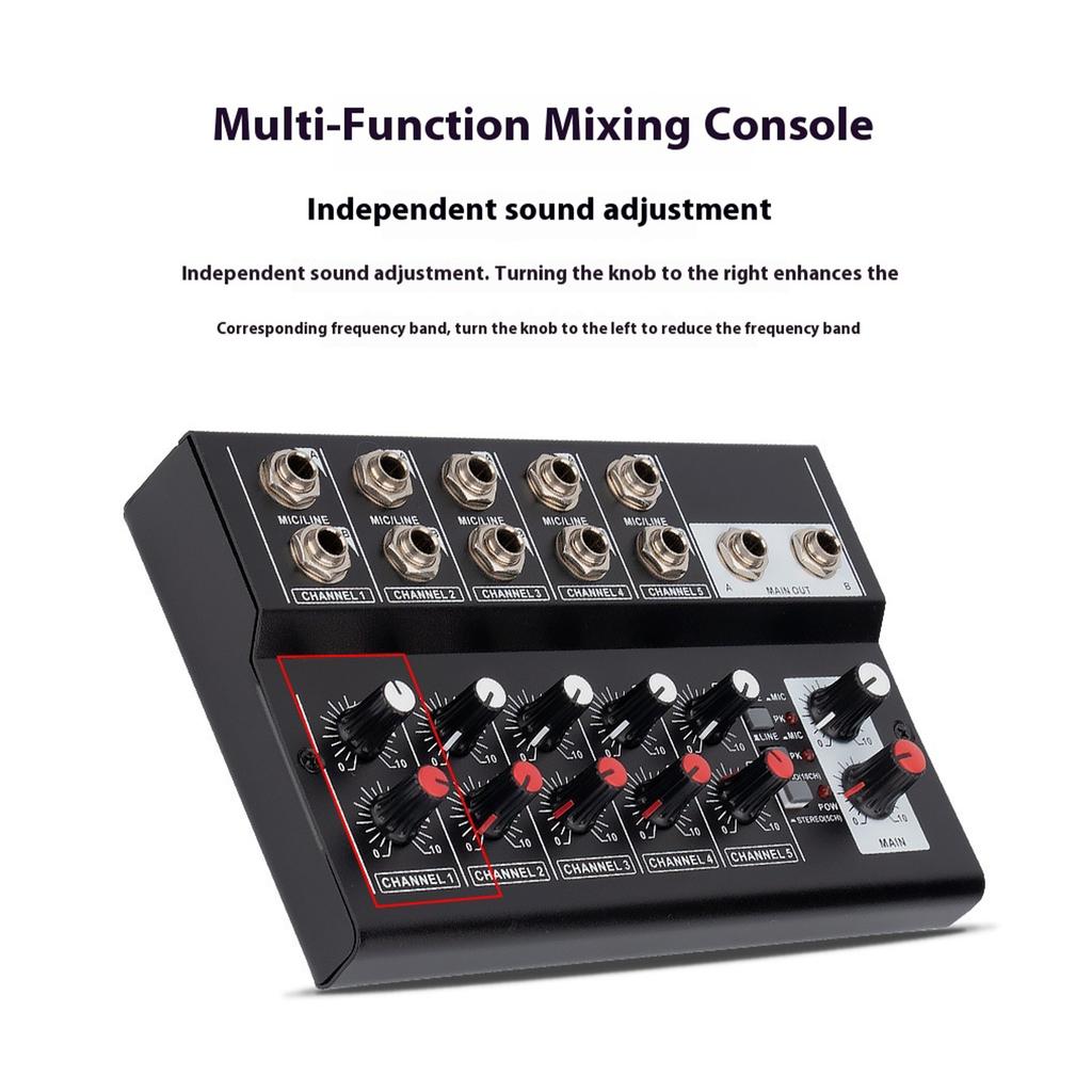 MUX5210 10 Channel Sound Mixer DJ Mixer Sound Board Console Power Stereo for Karaoke PC Recording Stage Accessories